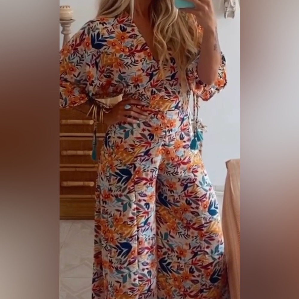 Floral Wide-Leg Jumpsuit in Multicolor